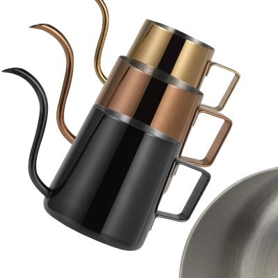 China PORTABLE 240ml Stainless Steel Stand Hand Puncher Pot Coffee Pots Drip Gooseneck Mouth Coffee Kettle Long Teapot for sale