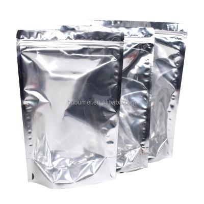 China Barrier In Stock Front Full Clear Back Metalized Foiled Aluminum Foil Stand Up Pouch Zip Lock Bags for sale