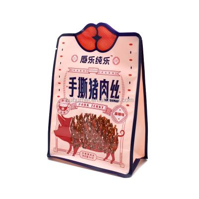 China Moisture Proof Flat Bottom Stand Up Side Gusset Pouch, Food Packaging Plastic Bag For Pork Jerky for sale