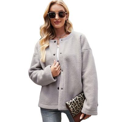 China Oversized Fleece Autumn Winter Flannel Jackets Button Rivet Coated Women Durable Warm Fleece Women for sale