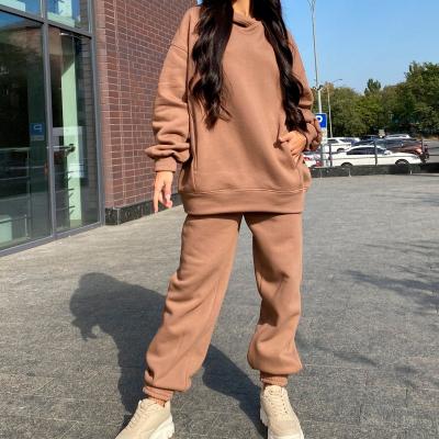 China 2021 Hot Selling Breathable Breathable Hoodies Sets Casual Oversized Solid Hoodie Women And Work Wear Two-Piece Sets Long Trouser Pants Factor for sale