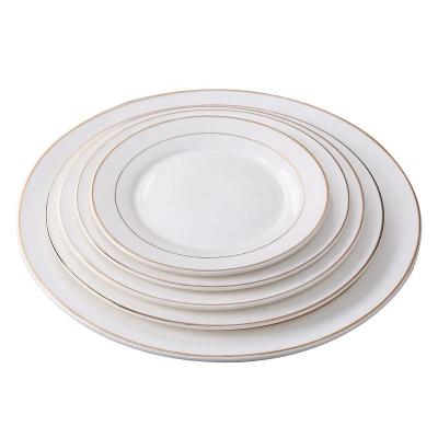 China Sustainable Sourcing Custom Made Restaurant Hotel Porcelain Round Dinner Dishes For Banquet Wedding Ceramic Dishes Set for sale