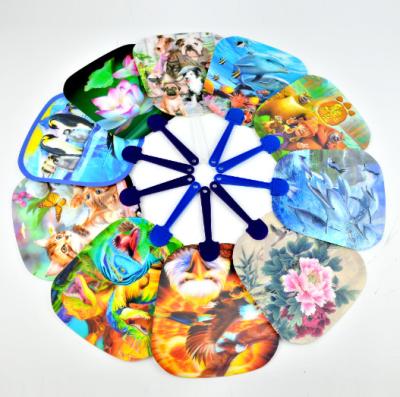 China Custom Beautiful Designs 3D Lenticular Hand fan Plastic PET 3D Promotional Hand fans Cartoon 3D lenticular fans for sale