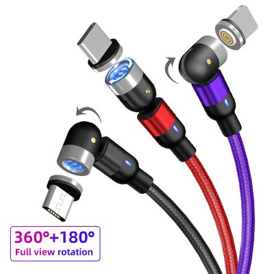 China 3A Leisure 360 ​​And 180 Degree Rotation Fast Charging Magnetic L-shape Cable Charger For IOS USB Micro Data C Type Cable 540 for sale