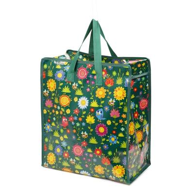 China Double Handled Washable Tote Grocery Shopping Bag Foldable In Vibrant CMYK Colors for sale