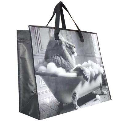 China Environmentally Friendly Laminated Woven Bags Tote Bag With Woven Handle for sale