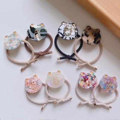 China Cold Wind Sporty French Ponytail Hair Rope Girl Leaf Acetate Ring Hair Bear 4cm Main Rope for sale