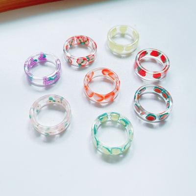 China Casual/Sports Korean Version Retro Style One Size Transparent Ring Korean Geometric Ring Fruit Girl Candy Ring Korean Version for sale