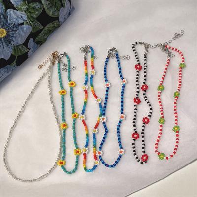 China BOHEMIA Beaded Necklace Design Sense Millet Pearl Chain Premium Pearl Necklace Clavicle Chain for sale