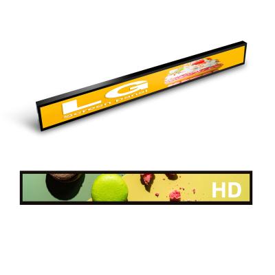 China Wholesale Indoor Smart Video Lcd Show Ultra Narrow Edge Screen Stretched Bar Shelf Lcd For Store Display for sale