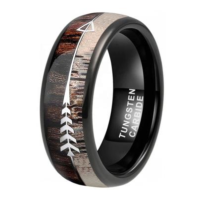 China Hot New Products CLASSIC 8mm Gold and Silver Black Rose Arrow Koa Wood Tungsten Wedding Ring Men Women Ring for sale