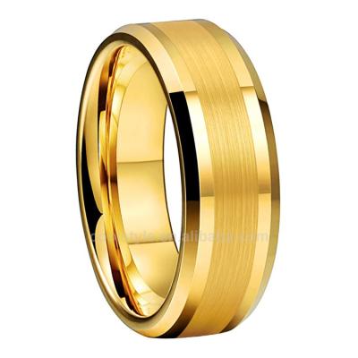 China Hot Sale 8mm Gold Tungsten Ring For Men Women Wholesale Fashion Engagement Wedding Ring CLASSIC for sale