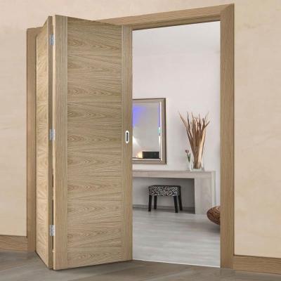 China Sound Insulation Customized Modern 2 Panel Design Shaker White Wood Panel Bifold Doors for sale