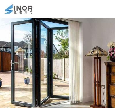 China Newest Sound Insulation Exterior Aluminum Glass Sliding Door Double Soundproof Bifold Doors For Shop for sale