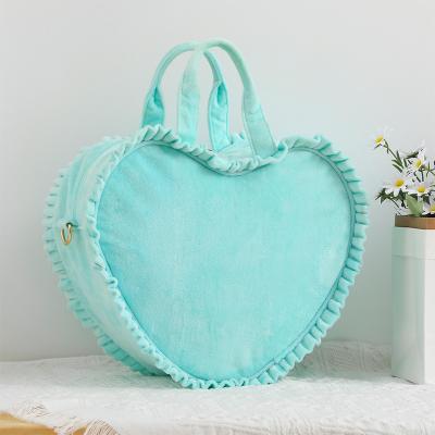 China Luxury Customized / Fashion Minky Valentine's Day Bag Shoulder Heart Heart Gift For Women Mint Green Handbag for sale