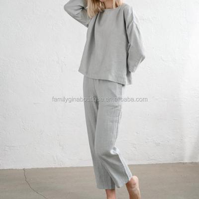 China Wholesale Hot Sale QUICK DRY Women's Oversized Long Sleeve Sleepwear Pajamas Set Linen Nightwear for sale