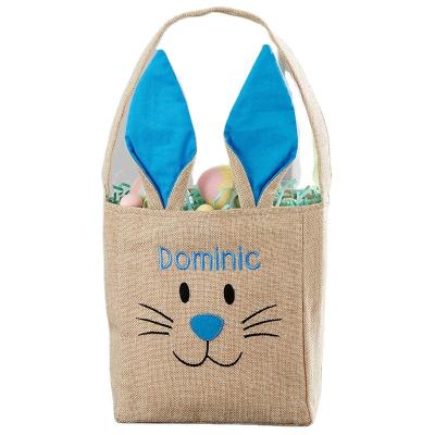 China Wholesale Burlap Bunny Easter Basket For Kids Easter Bucket Sublimation Gift Bag Easter Viable Decoration for sale