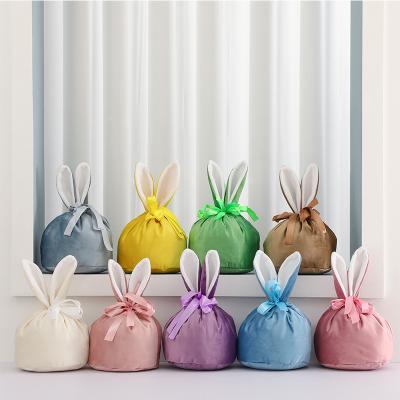 China Cute Velvet Bunny Bags Easter Basket Easter Decoration Festival Party Gift Wholesale Buckets for sale