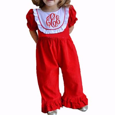 China Fashion Wholesale Popular Monogrammed Red Christmas Pajamas For Kids for sale