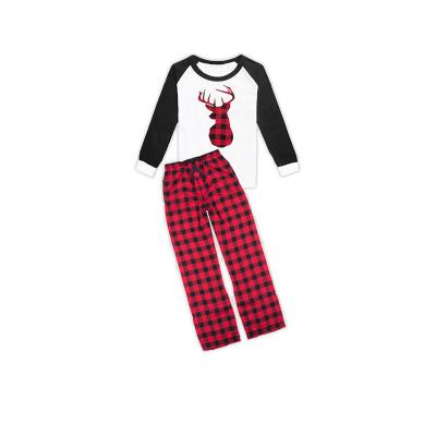 China Wholesale Kid Breathable Classic Deer Buffalo Check Cotton Red Christmas Pajamas for sale