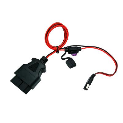 China Car Power Supply 16pin Obd2 Female Connector To Sae Plug Cable OBD II To SAE Socket With Fuse Molding Holder for sale