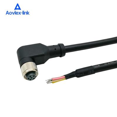 China M8 Automotive Cable 6pin Female To Open Cable Elbow M8 Connector Cable Flight Leads for sale