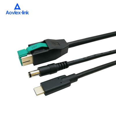 China Convenient 12V Powered Usb To USB Type C And DC 5521 Y Splitter Printer Cable For Cable Splitter Pos System USB Type-C DC 55/21 for sale