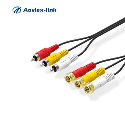 China 3RCA Speaker To F-Connectors Adapter RG6 Coaxial Cable AV Audio Video Cable For VCR DVD HDTV for sale