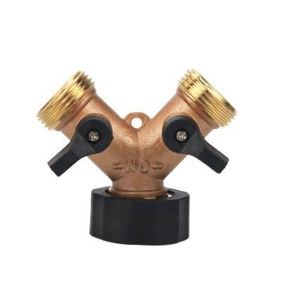 China Garden Hose General Y Type Splitter Brass Two Way Water Ball Valve With Y-Distributor Y-Connection for sale