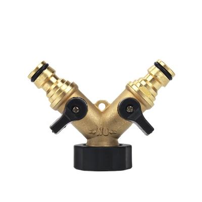 China Garden Hose General Y Type Splitter Brass Two Way Water Ball Valve With Y-Distributor Y-Connection for sale