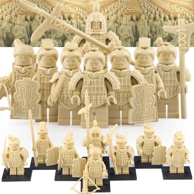 China Construction Toy KT1089 Qin Terracotta Warriors War Soldiers Mini Action Figures Building Blocks Helmet Armor Weapons Accessories Brick Toys Gift for sale