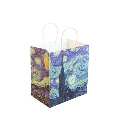 China Custom Brown Logo Printed Paper Recyclable Gift Bags Tote Bag Factory Price With Handles for sale