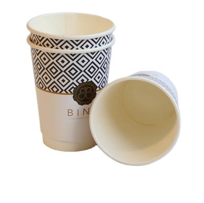 China Disposable Heat Insulation Thickened Takeaway Packing Cup Printed Disposable Paper Coffee Cups for sale