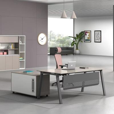 China Factory Direct Convertible Office Furniture Design Customized OEM PB Steel Panel Modern L Shaped Desk for sale