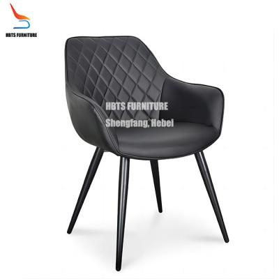 China Modern PU Leather Upholstered Side Dining Chair Black Metal Leg Style Home Hotel Restaurant Furniture for sale