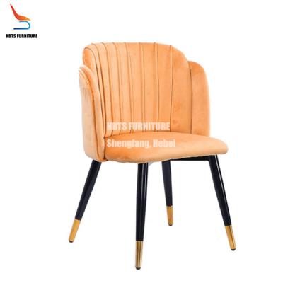 China Modern Comfortable Upholstered Side Dining Chair Free Sample Black Metal Leg With Golden Tip Foot Style Home Hotel Restaurant Furniture for sale