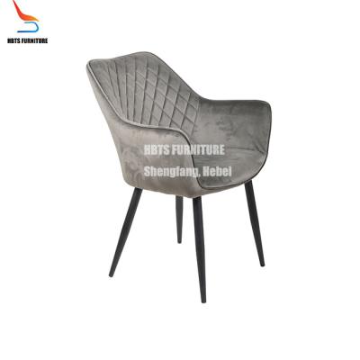 China Modern Comfortable Upholstered Side Dining Chair Black Metal Leg Style Home Hotel Restaurant Furniture for sale