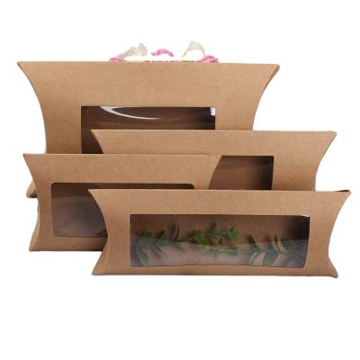 China Recycled Materials Medyag Cheap Gift Boxes Pillow Blank Paper Bags PVC Window Gift Pillow Bags for sale