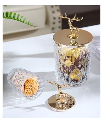 China Cheap Luxury Home Storage Decoration Gold Glass Canister Jar Set Low MOQ Viable Wholesale for sale