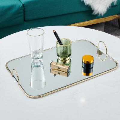 China Sustainable Fashion Gold Color Mirrored Tray For Home Decoration Table Top Centerpiece Accessories for sale