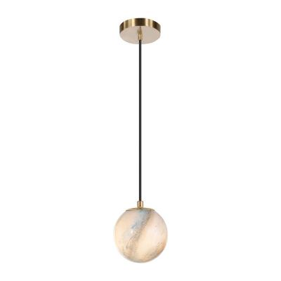 China Contemporary Modern Simple Metal Glass Ball Post Colored Pendant Light Chandelier for sale