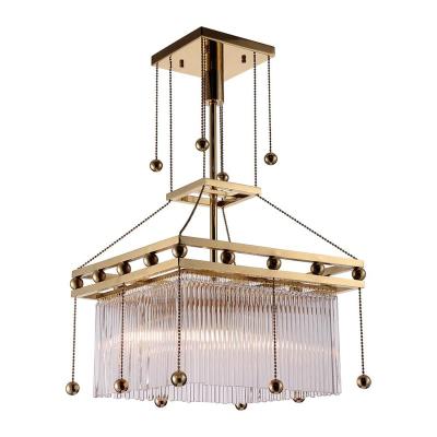 China Midcentury New Design Brass Contemporary Modern Gold Luxury Square Crystal Ceiling Chandelier for sale