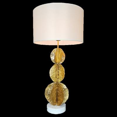 China Modern American Decorative Atmosphere Fine Leaf Style Solid Copper Table Lamp for sale