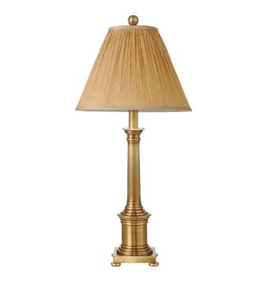 China Antique American Traditional Brass Base Beige Shade Style Decor Indoor Night Table Lamp for sale