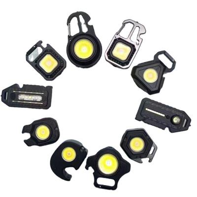 China Camping Mini Portable COB Bright Usb Led Rechargeable Torch Work Light bracket Flashlight Camping Key chain Light for sale