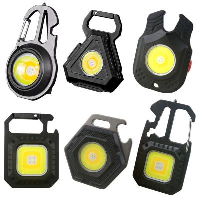 China Camping Mini Portable COB Bright Usb Led Rechargeable Torch Work Light bracket Flashlight Camping Key chain Light for sale