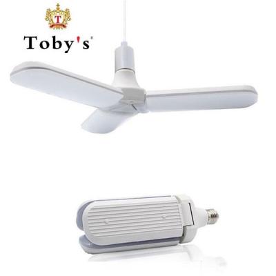 China Hotel TOBY'S 30W 220V E27 B22 Ceiling 90 Angle Adjustable 36W deformanle Foldable 4 Leaf Fan Blade Led Bulb for sale