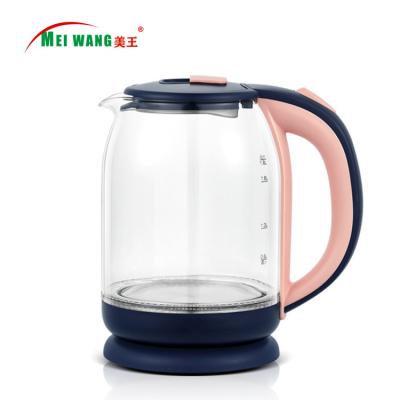 China 360 Degree Boiling Dry Protection Degree Base 1.8L Borosilicate Glass Kettle Electric Kettle for sale