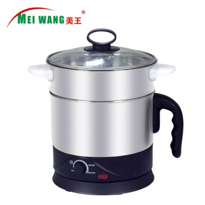 China Factory Price 360 ​​Degree Low Rotation Multi Function Kettle 1.2L 650W Electric Pot Cooker With Steamer for sale