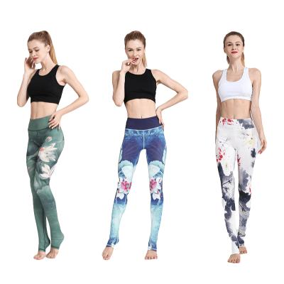 China New style breathable color printed women fitness running yoga pants butts tight crack! crack! seamless yoga leggings for sale